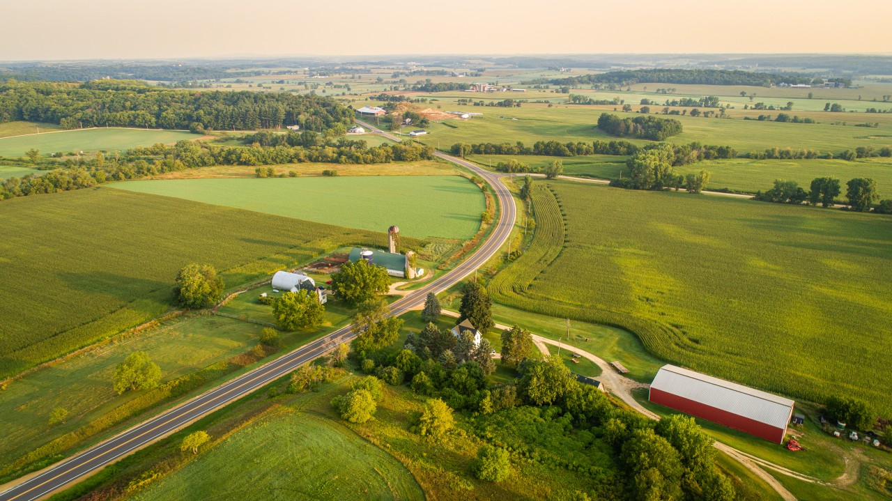 Aerial view of a highway